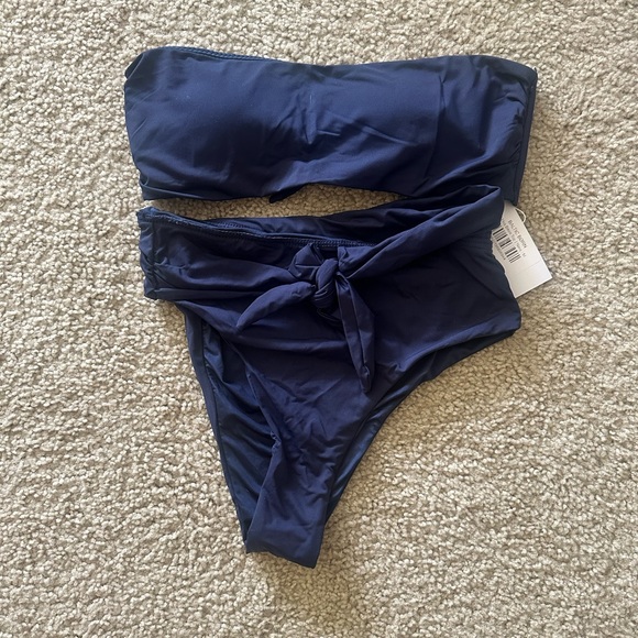NWT Baltic Born Bandeau High Waisted Navy Bikini Set M - Picture 3 of 5